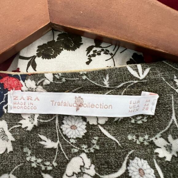 Zara Trafulac Peasant Top Blouse Long Sleeve Floral V Neck - M - Picture 4 of 5